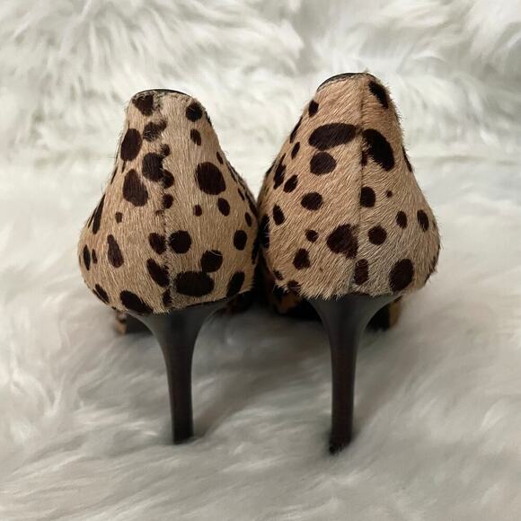 Tory Burch Heels Womens 7.5 Tan Black Leather Animal Print Cheetah‎ Calf Hair - Picture 7 of 14